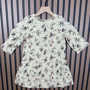 Bonpoint Dress 8 Girls Ivory Canvas 3/4 Sleeve A Line Mini